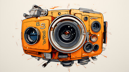 Camera cartoon graphic image colorful illustration - Powered by Adobe