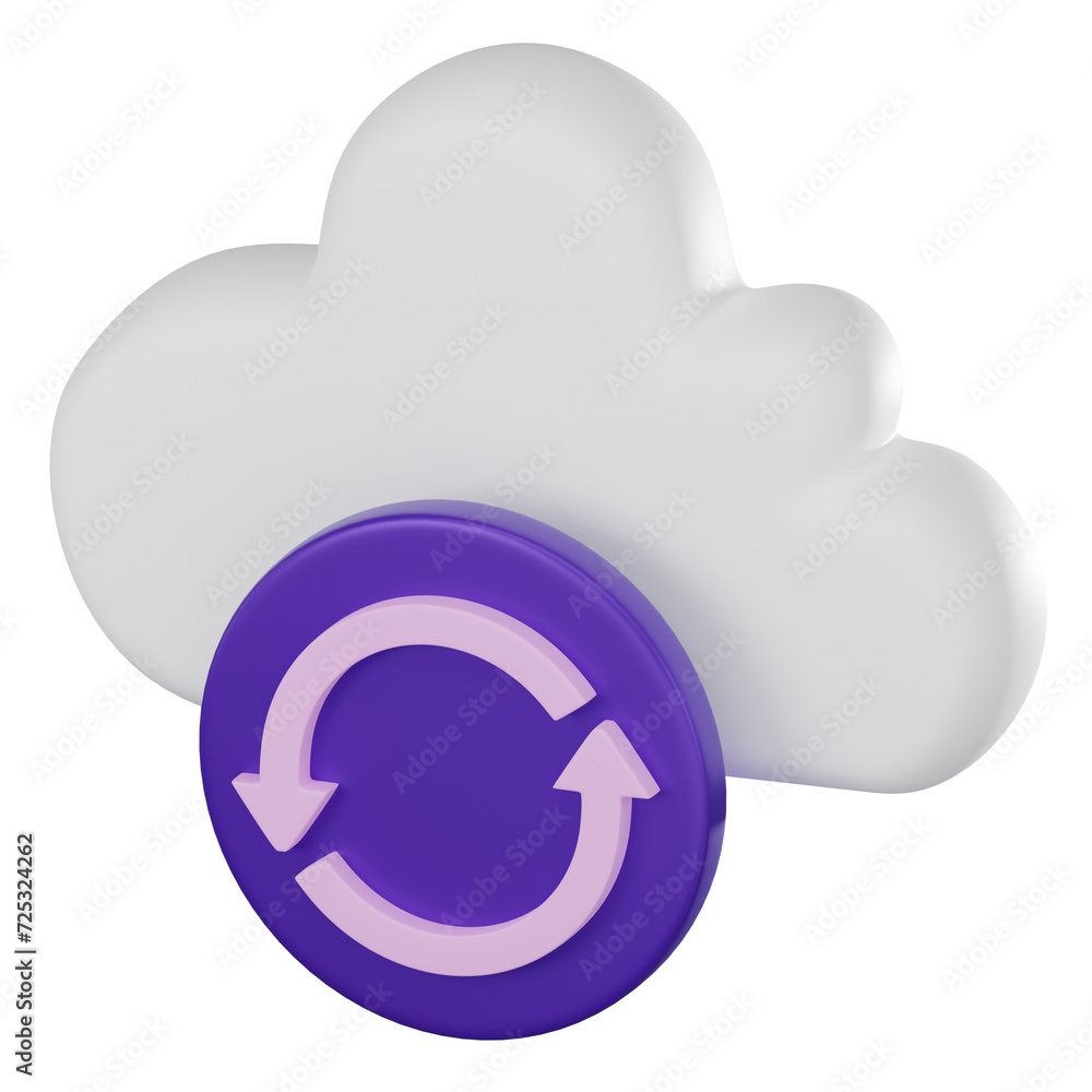 Aufkleber cloud restore 3d icon for data recovery and protection. 3d render