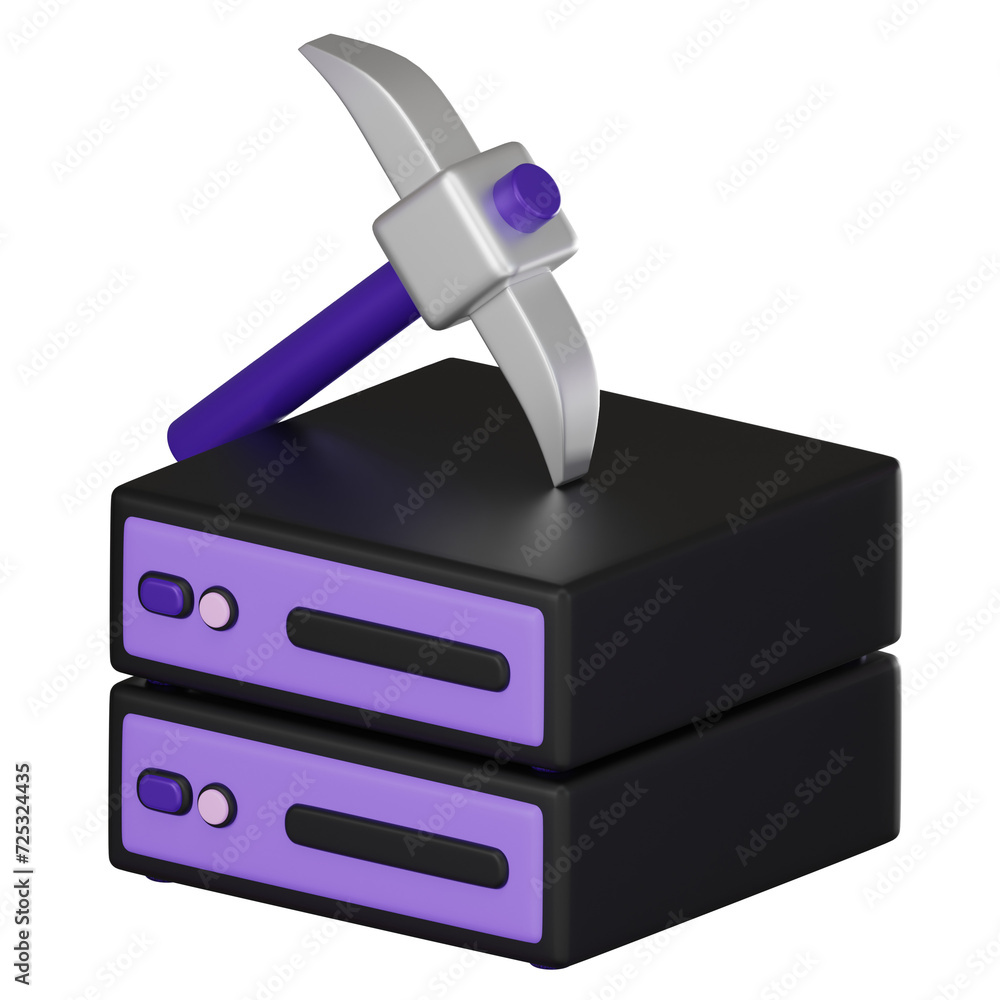 Aufkleber 3d icon of futuristic mining server icon. 3d render