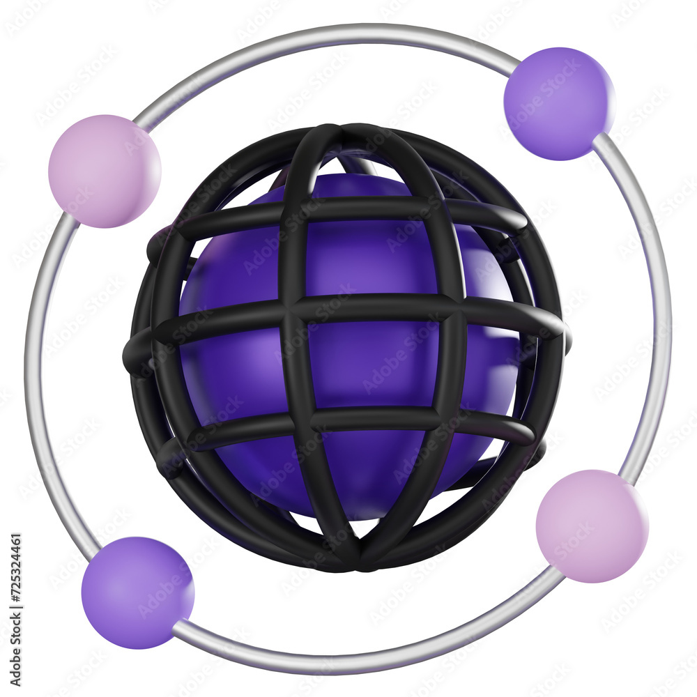Poster 3d icon rendered network world icon for digital connectivity. 3d render
