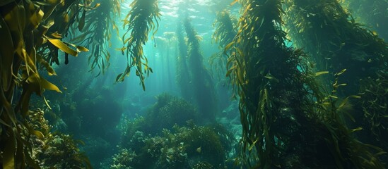 Fototapeta na wymiar Kelp forests are mostly found along the Pacific Coast.