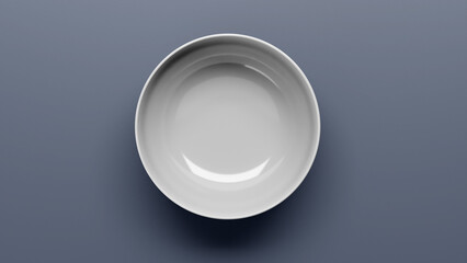 Top view of Empty white ceramic Bowl, 3D render