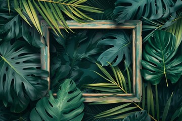 Creative layout made of tropical leaves