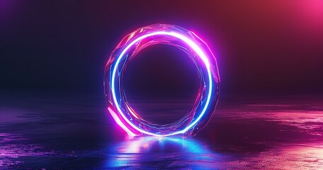 A portal of neon! A mesmerizing ring of glowing gas, its rainbow hues pulsating against a stark black backdrop