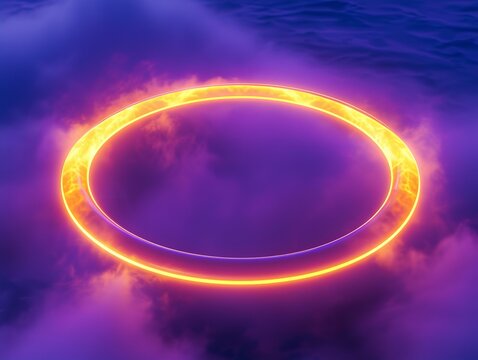 A portal of neon! A mesmerizing ring of glowing gas, its rainbow hues pulsating against a stark black backdrop
