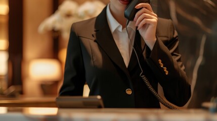 Hotel Receptionist on a Call