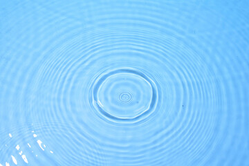 top view sky blue water rings, Close up water droplets, water surface