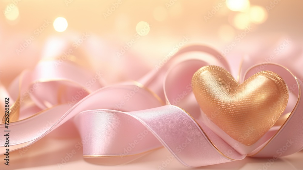 Poster beautiful soft ribbon with smooth romantic light bokeh background. created with generative ai