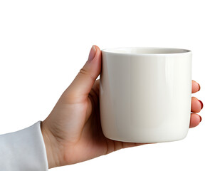 Obraz premium human hand holding a mug with transparent background