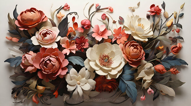 Watercolor flower frame Rose Eucalyptus. Template wedding invitation card. Rose metallic frame.Generative AI
