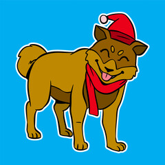 isolated christmas wolf cartoon illustration