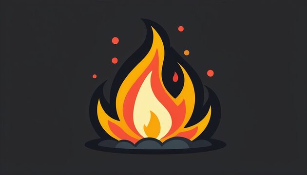 Modern Vector Graphic of Freehand Textured Cartoon Fire