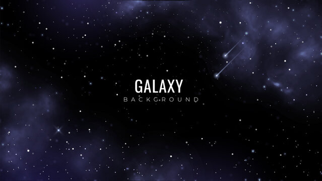 Starry night sky. Galaxy background with shining stars. Abstract constellation background with nebula. Cosmos background with stardust effect.