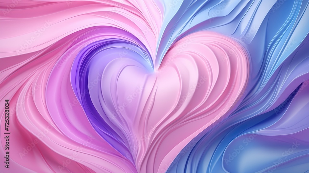 Aufkleber beautiful soft silk swirl with heart shape in gradient pastel color. created with generative ai