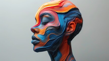 multicolored abstract portrait, headshot poster cover design illustration, conceptual digital art