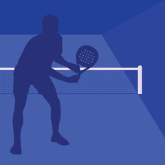Padel player and court background design vector