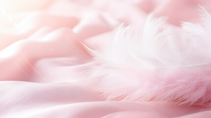 Selective focus Background of pink feathers, fluffy, a wallpaper background.