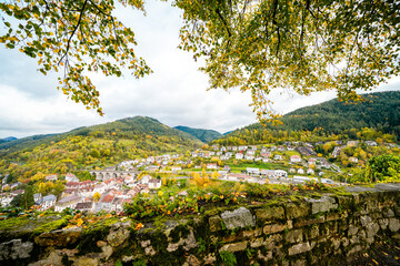 View of the town of Hornberg in the Black Forest. City in Baden-Württemberg with the surrounding...
