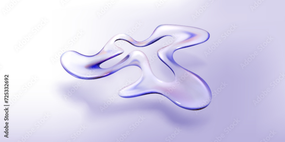Poster glass abstract liquid shape on pastel purple gradient holographic background. realistic 3d render ve