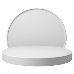 One step Podium display , cylinder pedestal. Realistic modern rendering 3d shape for products display presentation. Abstract, Pastel minimal wall scene, Studio room.