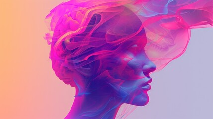 multicolored abstract portrait, headshot poster cover design illustration, conceptual digital art