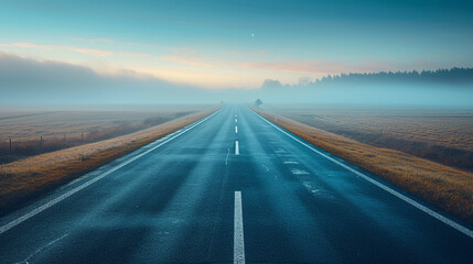 Fototapeta premium empty street with a view of fog