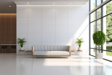 Modern interior with sofas 3d rendering
