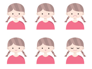 色々な表情の女の子のイラストセット