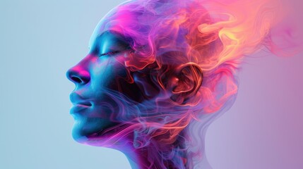 multicolored abstract portrait, headshot poster cover design illustration, conceptual digital art