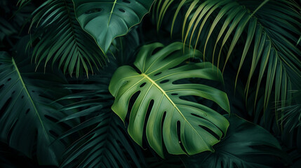 many kinds of green tropical plant background