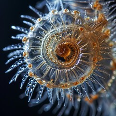 Detailed Close-Up of a Rotifer with Transparent Body and Cilia, Captured in High Resolution