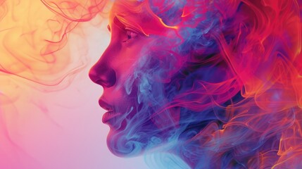 multicolored abstract portrait, headshot poster cover design illustration, conceptual digital art