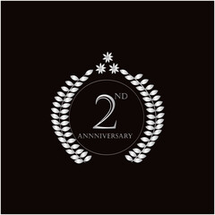 2nd years of anniversary wishes with silver gradient color