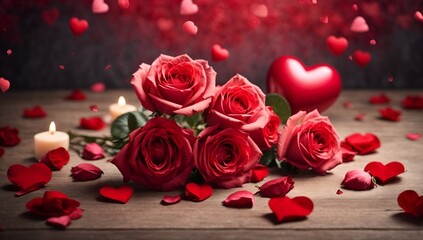 Fototapeta na wymiar red rose and heart