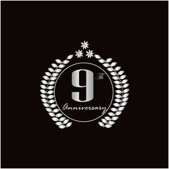 9th years of anniversary wishes with silver gradient color