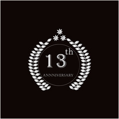 13th years of anniversary wishes with silver gradient color