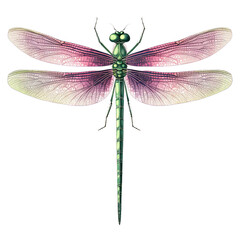 AI-generated watercolor clipart of a Dragonfly Clipart illustration. Isolated elements on a white background.