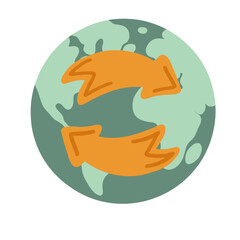 Recycle icon and flat design planet