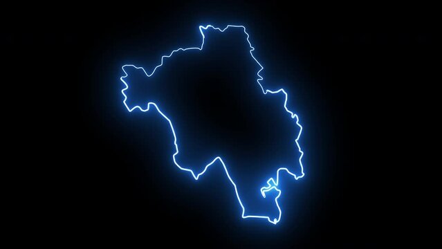 Animated map of Bago in the Philippines with a glowing neon effect