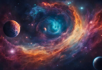 Obraz na płótnie Canvas A cosmic backdrop with swirling galaxies