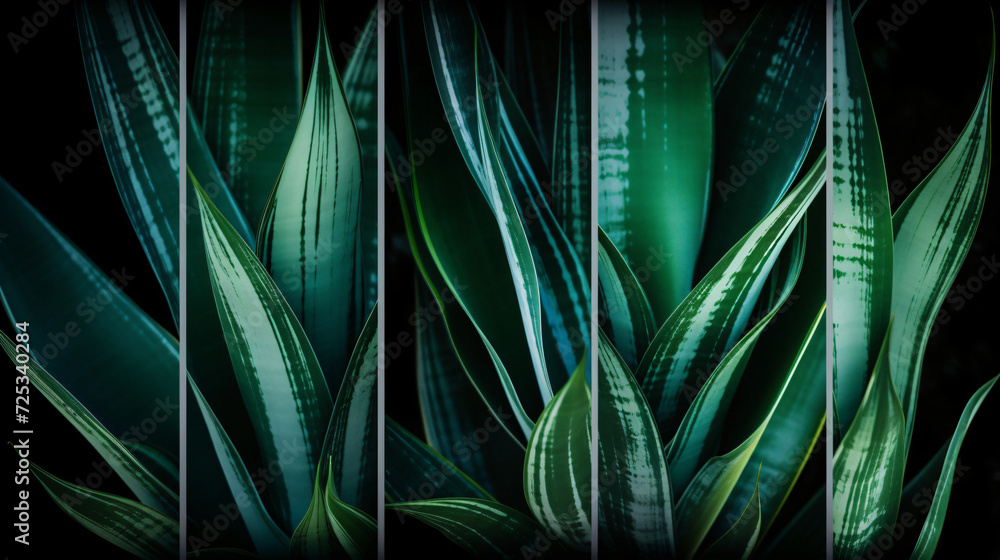 Aufkleber photograph hyper-realistic images capturing abstract patterns created by snake plant leaves in uniqu