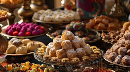 Arabic sweets display. Generative AI