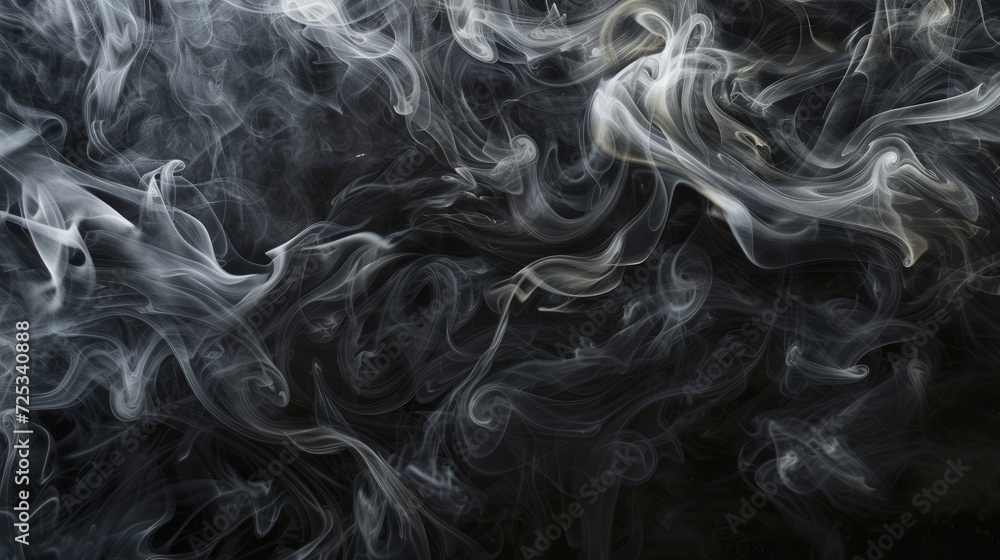 Sticker Black smoke backdrop. Generative AI