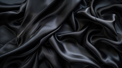 Obraz premium Black silk texture. Generative AI