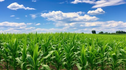 Obraz premium Corn field panorama. Generative AI