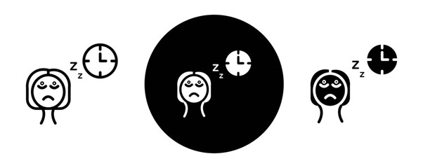 Sleep deprivation outline icon collection or set. Sleep deprivation Thin vector line art