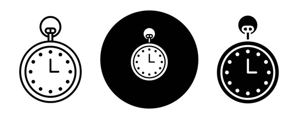 Pocket watch outline icon collection or set. Pocket watch Thin vector line art - obrazy, fototapety, plakaty