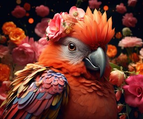 Obraz premium birds perched on flower branches
