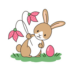 Postcard Easter Bunny. Vector illustration. - 725342612