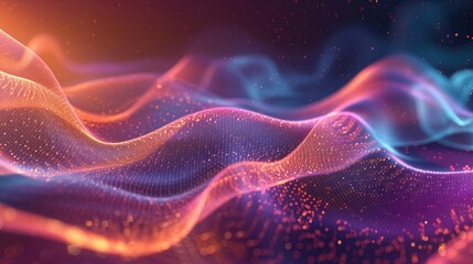 Obraz premium Hologram wave background. Generative AI